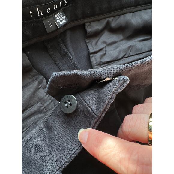 Theory Black Treeca CL Mod Twill Straight Leg Trouser Pant 6 - Picture 8 of 14